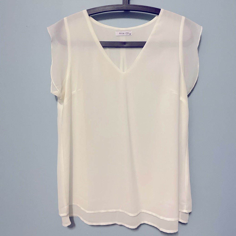 Chiffon cap sleeve blouse